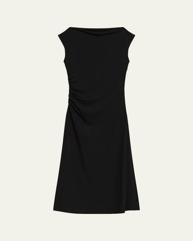Draped Boat-Neck Midi Dress